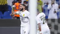 Karim Benzema festeja su primer gol con la camiseta del Al Ittihad de Arabia Saudita.