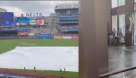 El mal clima en Nueva York causó inundaciones en el Yankee Stadium antes del juego de MLB entre Nueva York y Milwaukee.