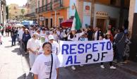 Manifestación de trabajadores del Poder Judicial en Guanajuato.