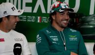 Checo Pérez y Fernando Alonso en conferencia de prensa de la F1