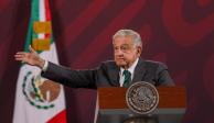 El presidente López Obrador en conferencia de prensa desde Palacio Nacional.