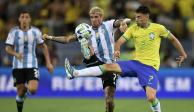 Una acción de la Jornada 6 de las Eliminatorias Sudamericanas entre Brasil y Argentina en el Maracaná.