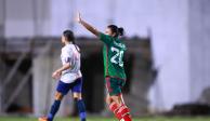 Natalia Mauleón celebra su gol en el duelo entre México y Puerto Rico.