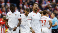 Sergio Ramos se lamenta después de la derrota del Sevilla contra el Atlético de Madrid.