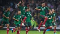 Jugadores de la Selección Mexicana celebran su pase a la Copa América 2024 después de vencer a Honduras en los cuartos de final de la Liga de Naciones de la Concacaf.