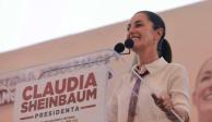 La candidata presidencial Claudia Sheinbaum en evento en Teoloyucan, Estado de México.