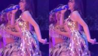 Danna Paola se cae en pleno concierto pero no deja cantar (VIDEO)