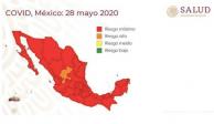 31 entidades del país se encuentran en semáforo rojo, el 28 de mayo de 2020.