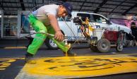 Los carriles fueron marcados con pintura amarilla y bolardos como los del Metrobús.