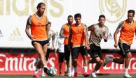 Jugadores del Madrid en un entrenamiento.