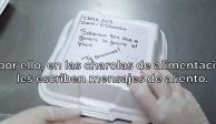 Dietistas escriben mensajes en las charolas en las que llevan comida a pacientes con COVID-19.