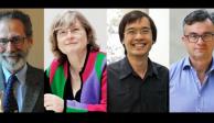 (Der. a Izq) Los matemáticos franceses Yves Meyer y Emmanuel Candès, a la belga Ingrid Daubechies y al australiano Terence Tao