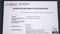 Ficha del Registro Nacional de Detenciones.