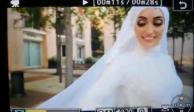 En el video se observa que mientras toman fotografías, llega la explosión y se puede apreciar que la novia sale corriendo..