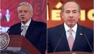Izquierda El Presidente López Obrador. A la derecha, el expresidente Felipe Calderón.