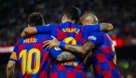 Messi, Suárez y Vidal celebran una anotación