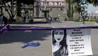 Feministas protestan en el centro histórico de Puebla, el mes pasado tras el asesinato de Michelle, de 19 años.