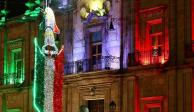 El Palacio de Gobierno de Michoacán luce el colorido de las fiestas patrias, pese a que este año no habrá evento masivo.
