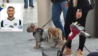 La supuesta novia del jugador del América mientras paseaba a un cachorro de Tigres en Antara..