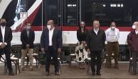 El Presidente de México y el gobernador de Jalisco, durante la inauguración de la Línea 3 del Tren Lifero.