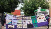 Feministas protestan en la sede de Derechos Humanos de Acapulco.