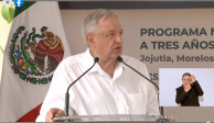 El Presidente durante su discurso en Jojutla, Morelos.