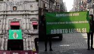 Feministas protestan en calles de la capital poblana en pro del aborto.