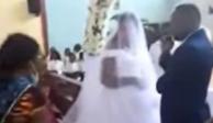 Mujer irrumpe boda; dice que es la esposa del novio
