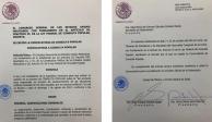 Convocatoria y notificación expedida por el Poder Legislativo de la Consulta Popular.