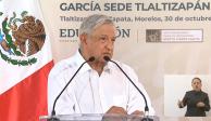 Andrés Manuel López Obrador, en la inauguración del plantel en Tlaltizapán.