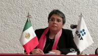 Raquel Buenrostro, jefa del SAT, en conferencia de prensa