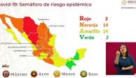 Semáforo de riesgo epidémico: dos estados estarán en color rojo, 14 en naranja, 14 en amarillo y dos en verde..
