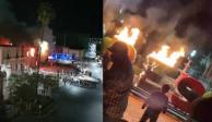 Manifestantes incendian instalaciones de la Presidencia Municipal de Fresnillo y las letras del nombre de la localidad.
