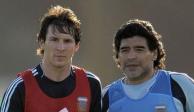 Lionel Messi y Diego Armando Maradona con la Selección de Argentina