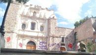 Colectivos feministas realizan pintas virtuales en edificios de Pachuca