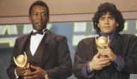Diego Armando Maradona y Pelé en una preamiación.