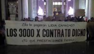 Trabajadores Capítulo 3000 se manifiesta afuera del Palacio de Bellas Artes, en 2018