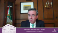 Alejandro Díaz de León, gobernador del Banco de México, en videoconferencia.