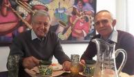 El presidente y Alfonso Romo en la comida de despedida, ayer.