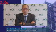El presidente del CCE, Carlos Salazar, en videoconferencia.