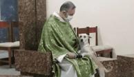 Sacerdote lleva a perritos a misa para que los fleigreses los adopten