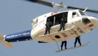Helicóptero de la Comisión Estatal de Seguridad durante un recorrido aéreo.