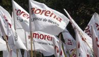 Banderas del partido Movimiento Regeneración Nacional (Morena).