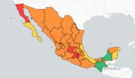 Sinaloa y Tamaulipas, retrocedieron de amarillo a naranja.
