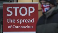Letrero que pide frenar la diseminación del Covid-19, en Escocia, el 5 de enero de 2021.