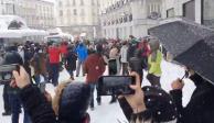 En Madrid celebran nevada al ritmo de Paulina Rubio