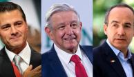 En la foto de izquierda a derecha: El expresidente Enrique Peña Nieto, el presidente López Obrador y el exmandatario Felipe Calderón