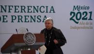 Olga Sánchez Cordero, secretaria de Gobernación preside la conferencia matutina en representación de Andrés Manuel López Obrador, Presidente de México.