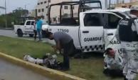 Un elemento de la Guardia Nacional resultó herido en la balacera que se registró este martes en Cancún.