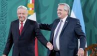 El Presidente López Obrador (izq.), con su homólogo argentino.